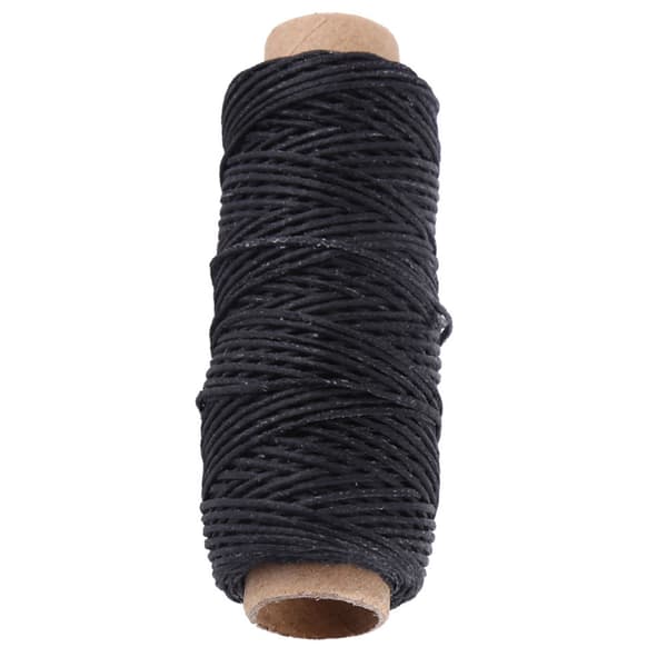 Flat sewing thread coarse braided waxed thread for leather craft repair 50m 1mm (black)