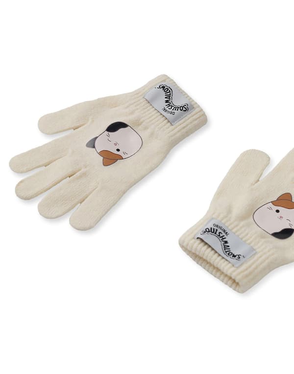 Squishmallows Mössa och Handskar Set Beige Cam Katten - Flickor Beige One Size