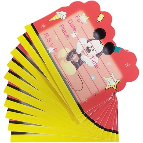 20 stk Mickey Mouse invitasjonskort, Mickey Mouse-tema festartikler, bursdagsfestartikler.