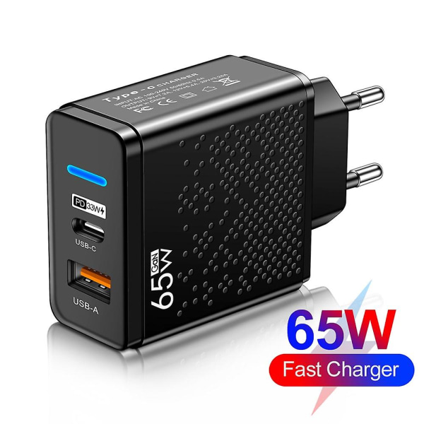 Ultra rask USB C-type kabel QC3.0 65w Pd hurtiglader universell hurtiglader