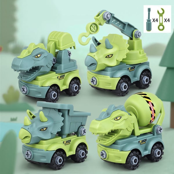 Barnkonstruktionsleksak Dinosaur Engineering Bilgrävmaskin Dumper Pedagogiska leksaker DIY-modell Billeksakspresenter till barn Pojke
