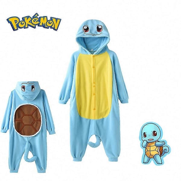 Squirtle Onesie Pyjamas för höst vinter termiska hemsovkläder för barn tonåringar vuxna Squirtle Kid 100