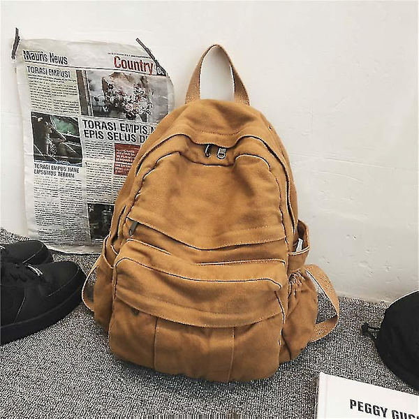 Korean Version High Capacity Travel Backpack Laptop Canvas Women Backpack Female Schoolbag For Teenages Girls Auburn