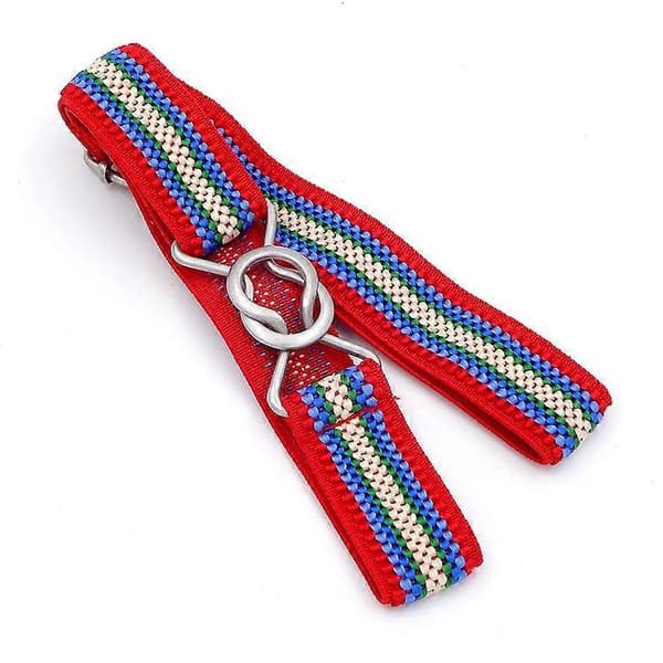 Elastiskt flätat bälte med 8-teckenslås för barn Red Blue Stripe