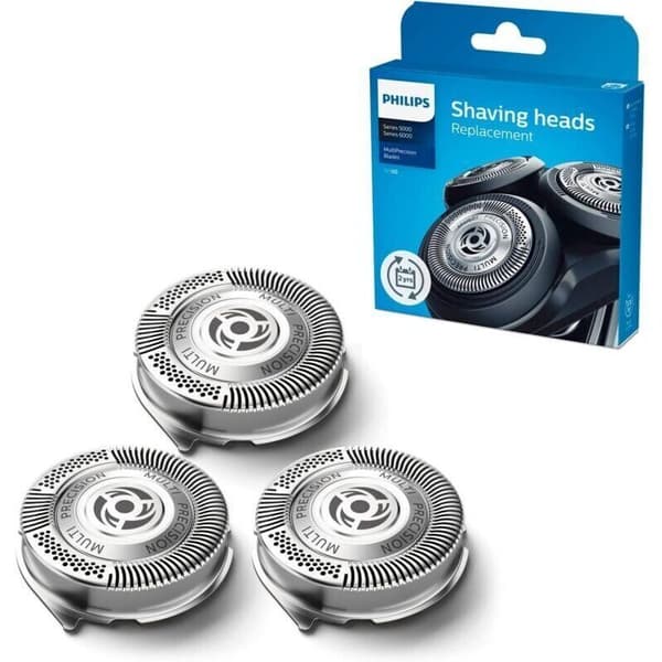 Philips SH50/50 Shaving Heads, compatible with Series 5000 and 6000 shavers, optimal performance, self-sharpening, 3 blades, model SH50/50, replace w