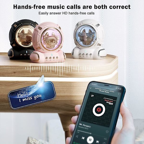 Astronaut Luminous Bluetooth-högtalare, 360omnidirectional Stereoeffekt, Sju nattljusseffekter för sovrum, flickor Pink