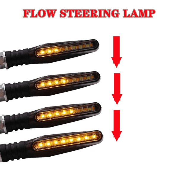 2 stk. LED-motorcykelblinklys 12smd baglygte blinklys flydende vand blinklys IP68 vandtæt motorcykel blinklys| |