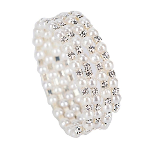 Crystal Pearl flerlags bred elastisk mansjett armbånd armbånd armbånd smykker Four layer