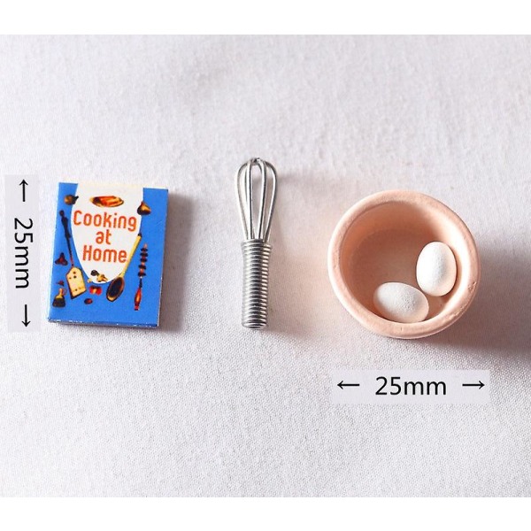 Miniatyr møbler leketøy dukkehus DIY dekorasjon tilbehør mini eggvisper eggeskål