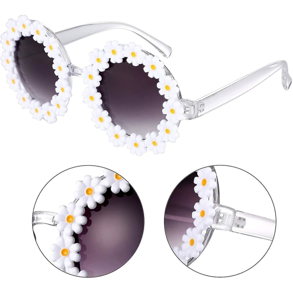 3 pakkausta Daisy Flower -aurinkolasit Daisy Shape Pyöreät lasit Uusi kukkajuhla-aurinkolasit