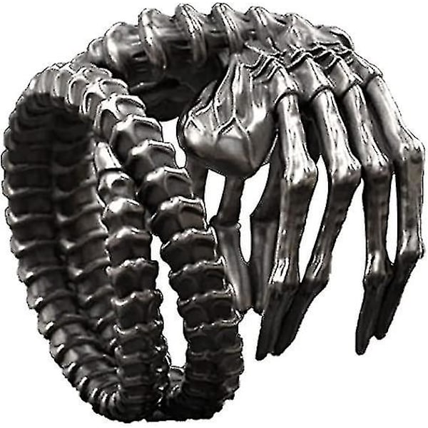 Alien Facehugger Ring Punk Motorcycle Style Exaggerated Domineering Skull Magic Claw Ring Unique Gothic Jewelry Spinner Band Ring,9