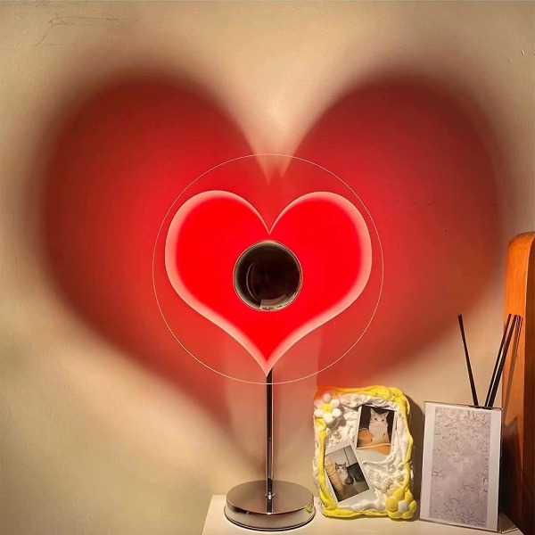 Rött hjärta projektionslampa, romantisk hjärtformad projektorlampa led nattljus bordslampor, kreativt projektionsljus för bröllop Hem sovrum bakgrund