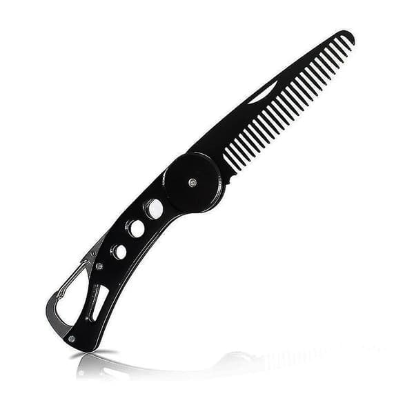 Mænd Mustache Foldable Kamme Rustfrit Stål Skæg Børste Nøglering Flaskeåbner