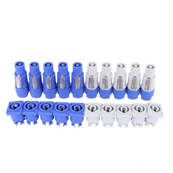 10 sett PowerCON Type A NAC3FCA+NAC3MPA-1 Chassis Plug Panel-adapter Vit & blå