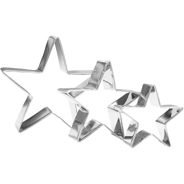 Star Cookie Cutter Sæt - 3 dele rustfrit stål