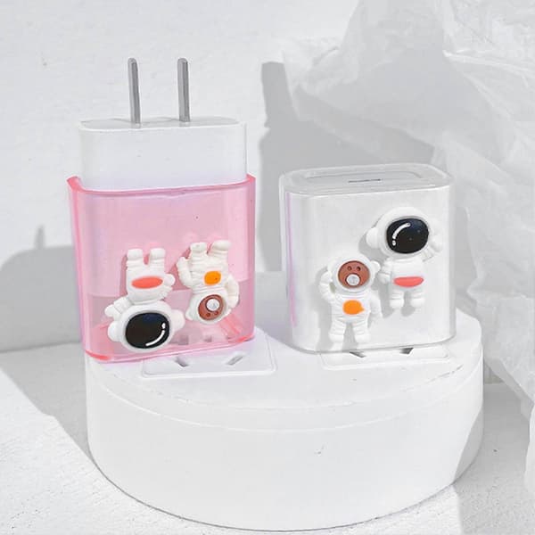 2 st Astronaut Anti-Drop Laddarfodral Set för iPhone 13 Pro Max Clear Black