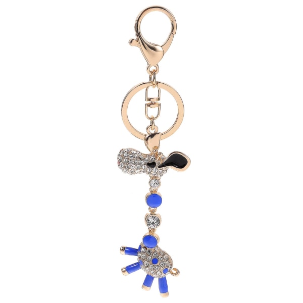 Giraffe nøkkelring Rhinestone veske nøkkelring Nydelig ryggsekk anheng veske hengende sjarm Blue