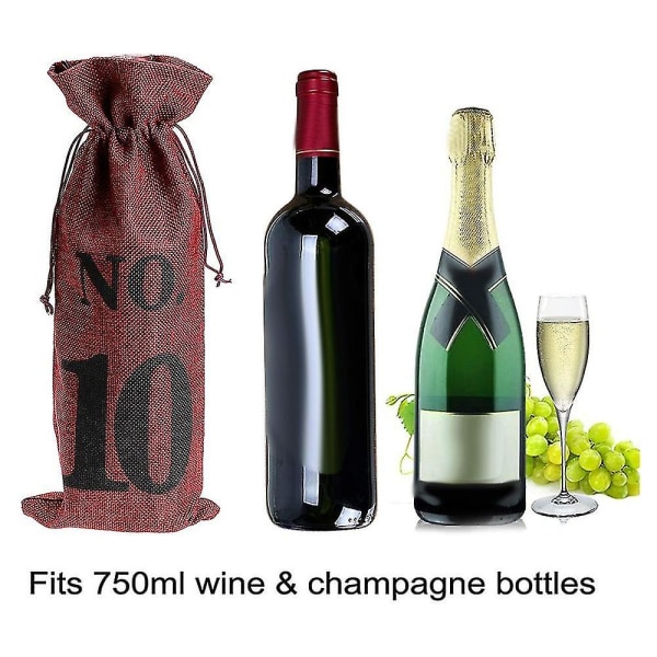 1 til 10 lerretsvinposer Blind vinsmaking, vinposer bryllupsbordnumre, vinsmakingsposer, fest blue