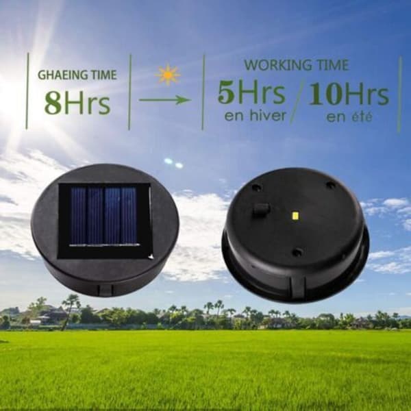 Sæt med 2 Crediri solcellelygter, udskiftningssolpanel med LED-lampe, DIY solcellelygte til udendørs haveudsmykning Blue