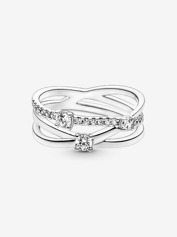 Pandora - Sparkling Triple Band Ring - Sterling Silver Circumference: 58mm