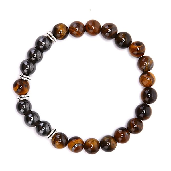 Natursten Tigerøje Perler Hematit Stretch Armbånd Mænd Charm Smykker Black