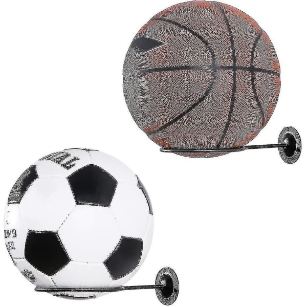 Veggmontert ballstativ 2 stk ballstativ Plassbesparende Veggmontert skjermoppbevaring Fotball soveromstilbehør (svart)