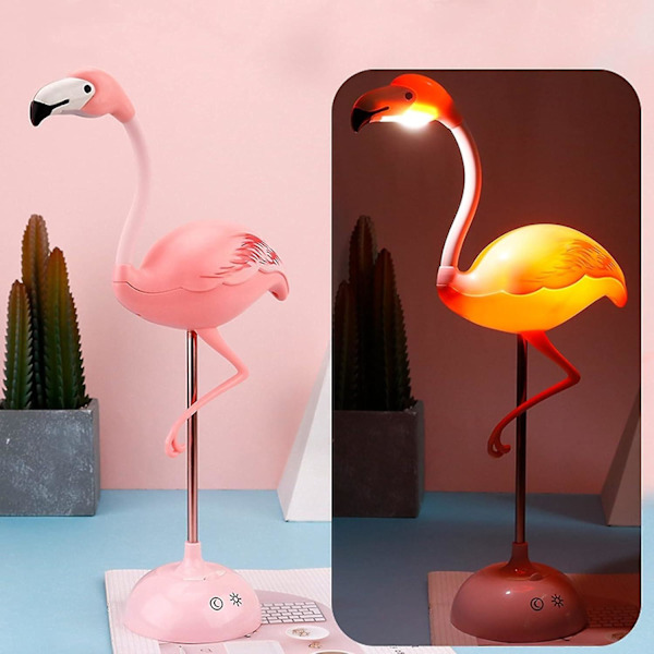 1 stk Flamingo Bordlampe, Sød Pink Lampe Kawaii Skrivebordstilbehør, Lys 360° Fleksibel Hjem Soveværelse Stud