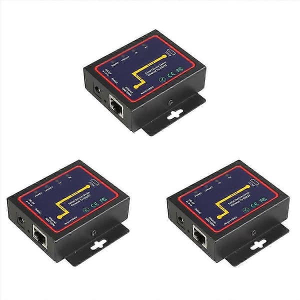 3-pack industriell RS232 RS485 RS422 till Ethernet-omvandlare, seriell enhetsserver, Modbus RTU, RJ45 till RS232/RS485, stöder Windows XP/7/8/10