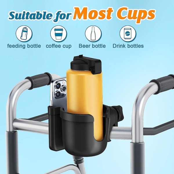 Pram Cup Holder, Universal Drink Coffee Cup Holder With Phone Holder Organizer For Stroller, Pushchair, Buggy, Bike, Wheelchair, Walker, Gifts For Wom