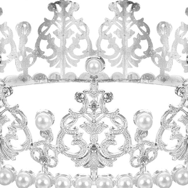 Stor barockkrona rund 1 st silver strass pärldekoration för bröllop