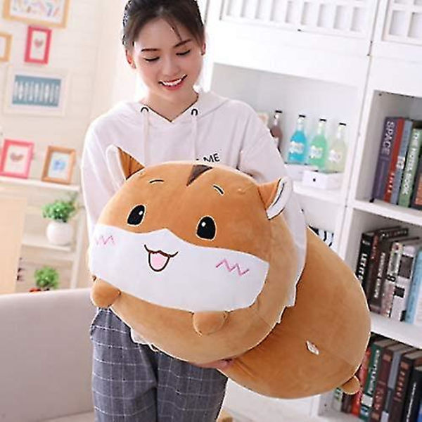 8 tum söt gul hamster plysch fylld djur cylindrisk kroppskudde, supermjuk tecknad kramleksak gåvor för sängkläder, barn sovande kawaii kudde