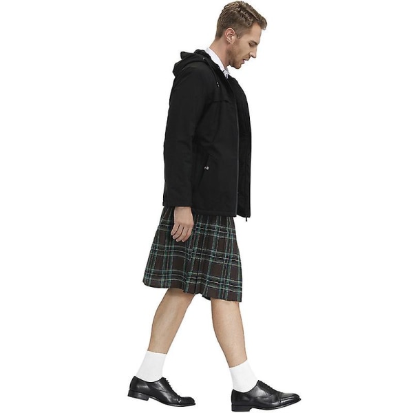 Irsk ternet grøn kilt - skotsk St. Patrick's grøn plisseret kostume Tartan nederdel Kilts tøj til mænd og kvinder brown XL