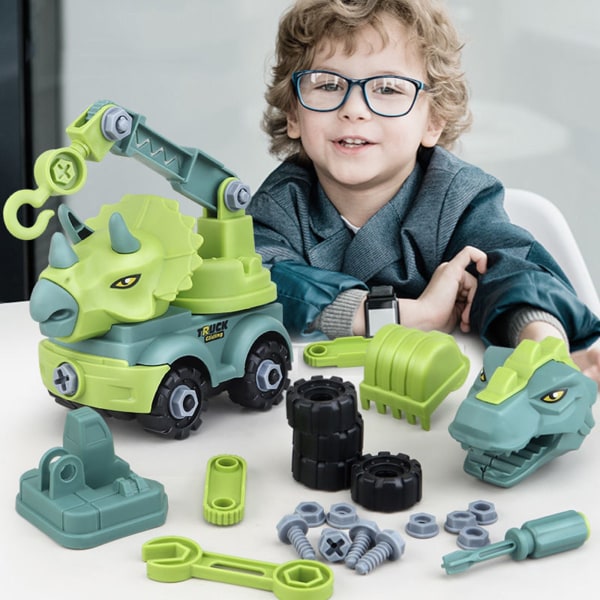 Børns Konstruktion Legetøj Dinosaur Engineering Bil Gravemaskine Dump Truck Læringslegetøj DIY Model Bil Legetøj Gaver Til Børn Dreng