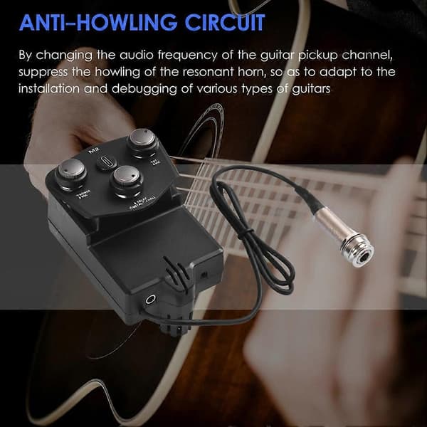 Akustisk Gitarr Vibrationspickup Bluetooth Reverb Delay Mikrofon Spelfunktion Gitarr M2 Resonanspickup Black