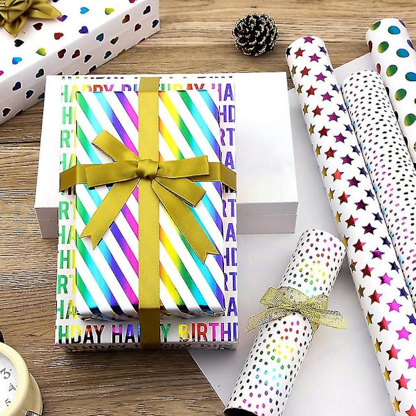 6 st presentpapper, färgat presentpapper
