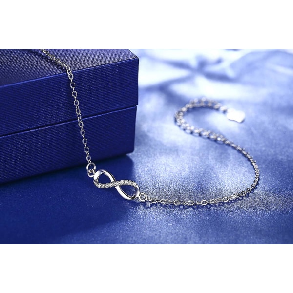 Damearmbånd 925 Sterling sølv Infinity-armbånd for kvinner med smykker