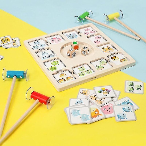 Kognitivt pusselkort för baby Pedagogiska leksaker Färgform matchande spel Tecknat djur tidigt lärande