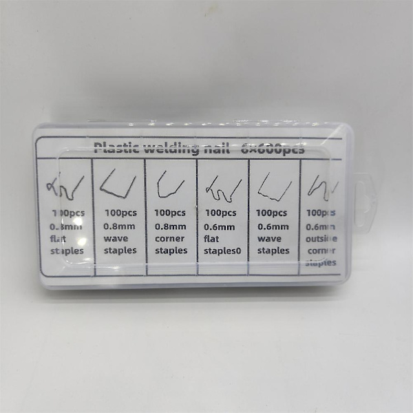 Heta häftapparatklamrar för reparation av plastsvetsning Heta svetsning 0,6 mm/0,8 mm 600pcs 2 SIZE