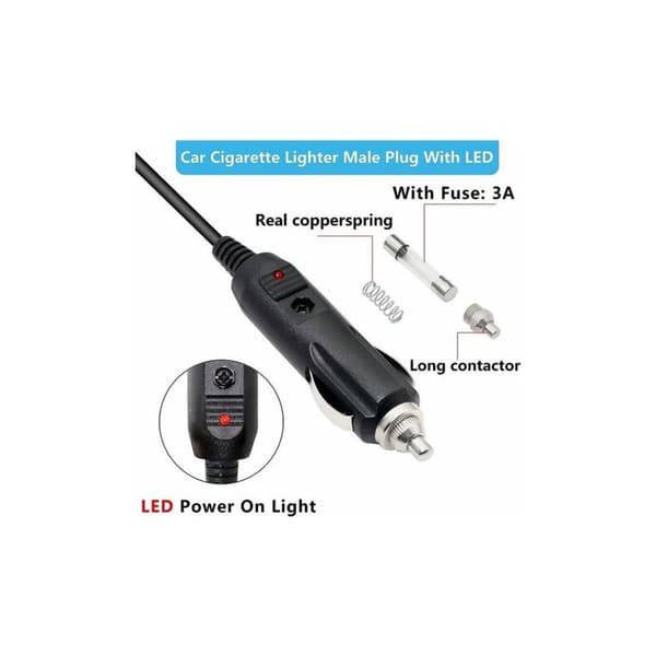 12V 3A DC cigarettænderadapterkabel 5.5x2.1mm, til bil-DVR bakkamera CCTV-skærme - Sort 1 cm