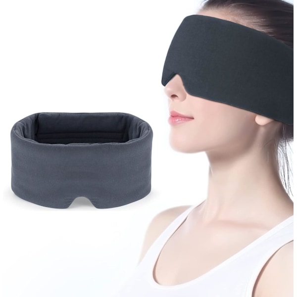 Sovmask - Hudvänligt Modalmaterial & Ljusblockerande Sovmask för Hemma/Flyg/Skiftarbete, Handgjord, Fullt Justerbar Rem, Fullständiga Ögonskydd grey
