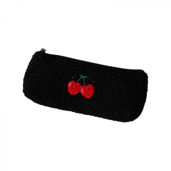 Veeki Cherry Plush Stationery Bag Ins Wind Large Capacity Storage Cosmetic Bag Student Portable Pencil Case