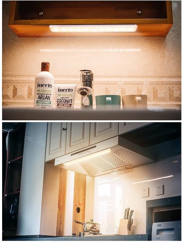 2-pack 10 LED-lampor, trådlösa, USB-uppladdningsbara, magnetiska