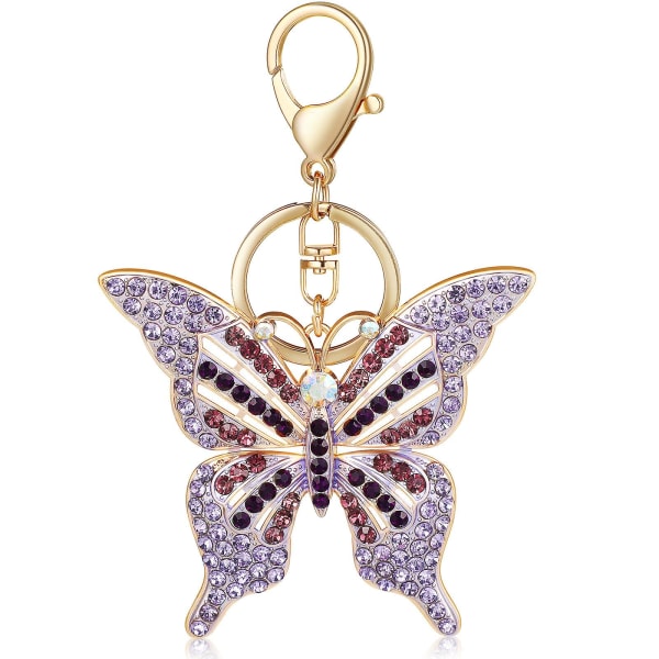 Butterfly Nøkkelring Glitrende Rhinestone Butterfly Shape Pendant Nøkkelring med nøkkelring Veske Dekorasjon