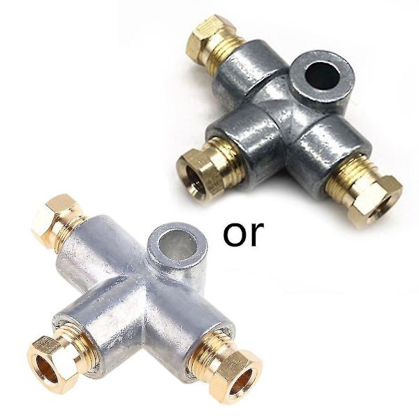 Hydraulisk bremse tee-stik 3-vejs til T-stykke tee-bremserør med 3 hanmøtrikker Silver