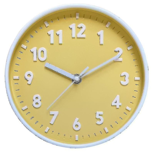 Moderne Enkel Vegg Godteri Farge Klokke Demp Stue Klokke Veggmontert klokke For Hjem Ny veggklokke -z yellow clock