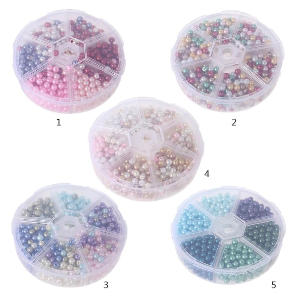 720 stk Farverige løse runde perler Perler Assorteret Multicolor Spacer Beads Plastic Craft med opbevaringsboks til gør-det-selv-håndværk No. 3 color