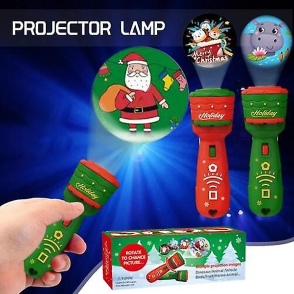 Ficklampa julprojektor realistiska 21 mönster Santa julgran utbildning leksak gåva Green