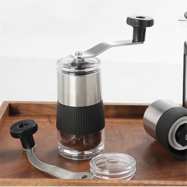 Manual Coffee Grinder - Stainless Steel with Ceramic Burr, Hand Crank Coffee Mill, Compact