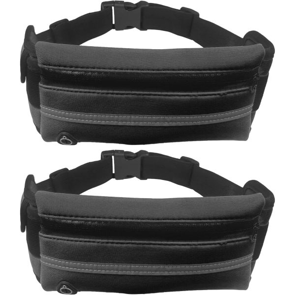 2-pack ultralätta löparväskor för män och kvinnor med justerbar elastisk rem, hörlursuttag, vattentät midjeväska