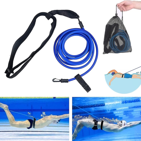Justerbart poolsimningsbälte simmotståndsbälte pool motströmsbälte för poolhängande simträning bungee simmotstånd